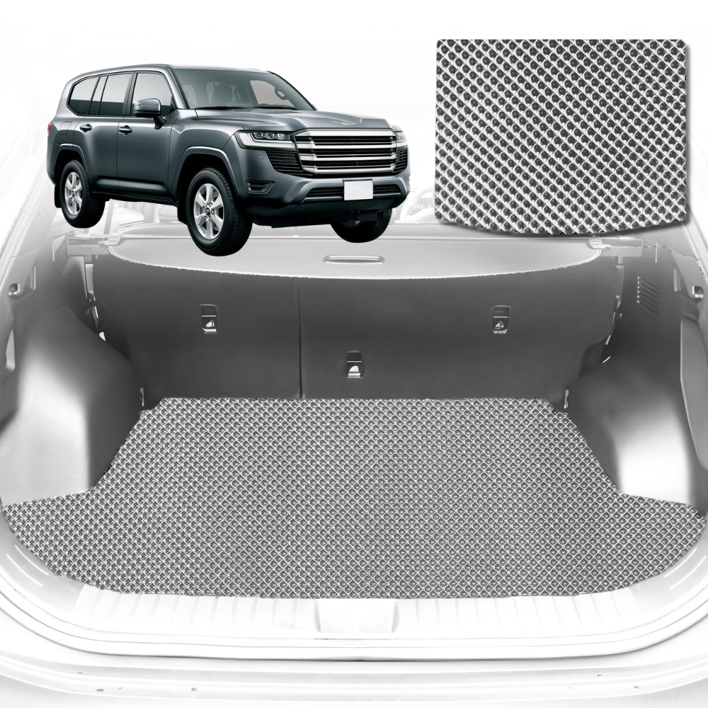 6D Diamond Car Boot Mat for Toyota LandCruiser 300 2021-Current-Cargo Mat-Grey-Outback GT