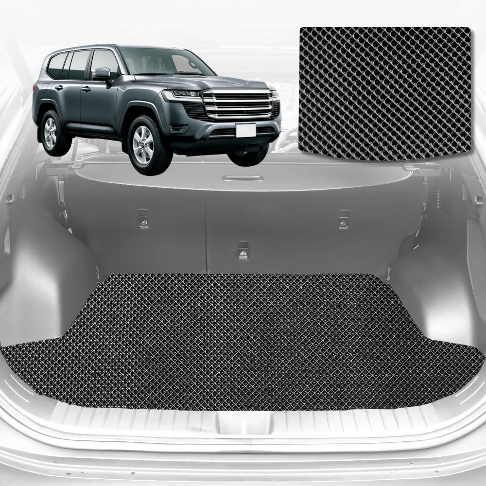 6D Diamond Car Boot Mat for Toyota LandCruiser 300 2021-Current-Cargo Mat-Black-Outback GT