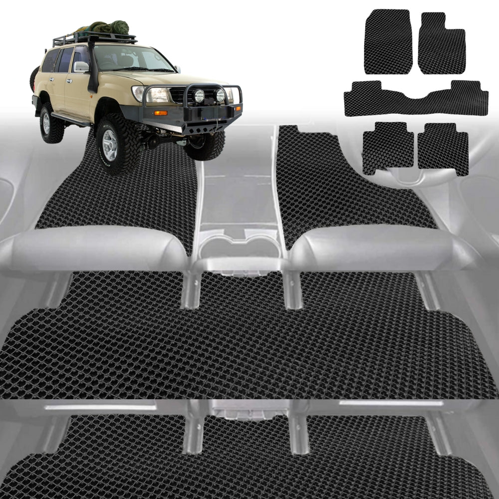 6D Diamond Car Floor Mats for Toyota LandCruiser 80 1990-1998-Ultimate Set-Black-Outback GT