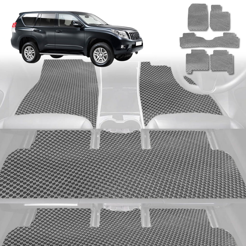 6D Diamond Car Floor Mats for Toyota Prado 2009-2013-Ultimate Set-Grey-Outback GT
