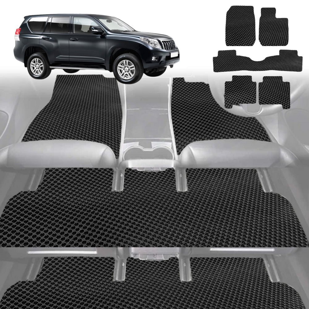 6D Diamond Car Floor Mats for Toyota Prado 2009-2013-Ultimate Set-Black-Outback GT