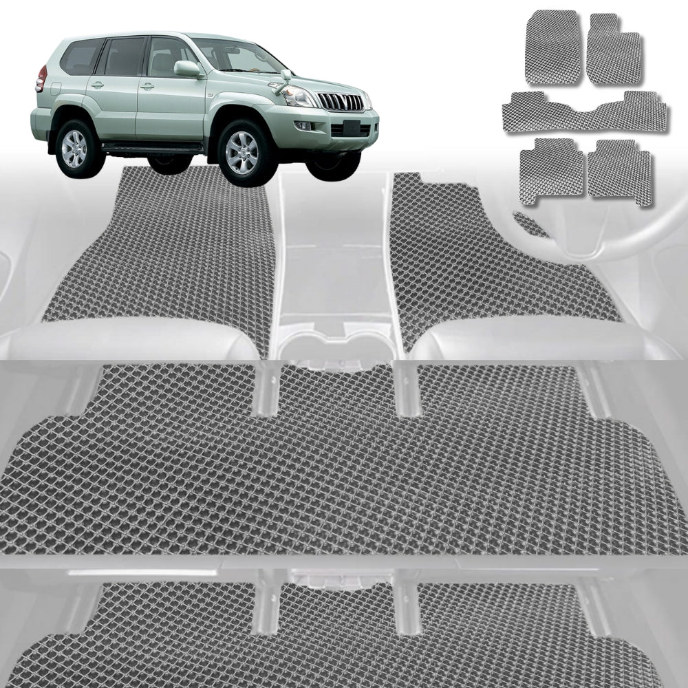 6D Diamond Car Floor Mats for Toyota Prado 2002-2009-Ultimate Set-Grey-Outback GT