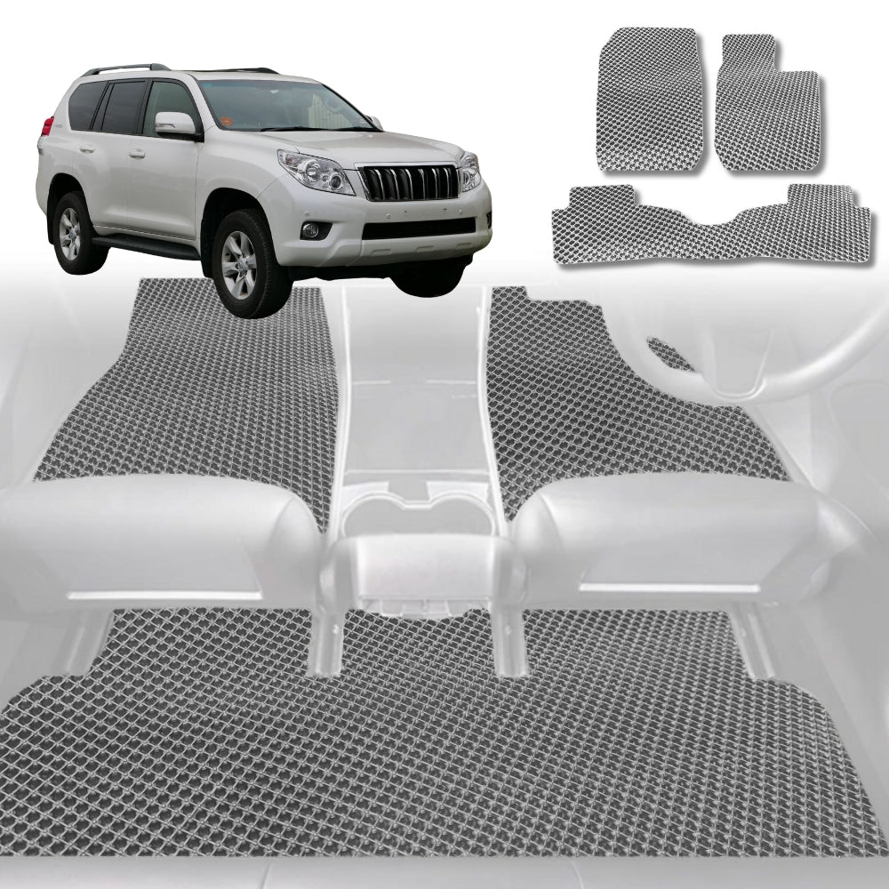 6D Diamond Car Floor Mats for Toyota Prado (J150)2009-2013-Full Set-Grey-Outback GT