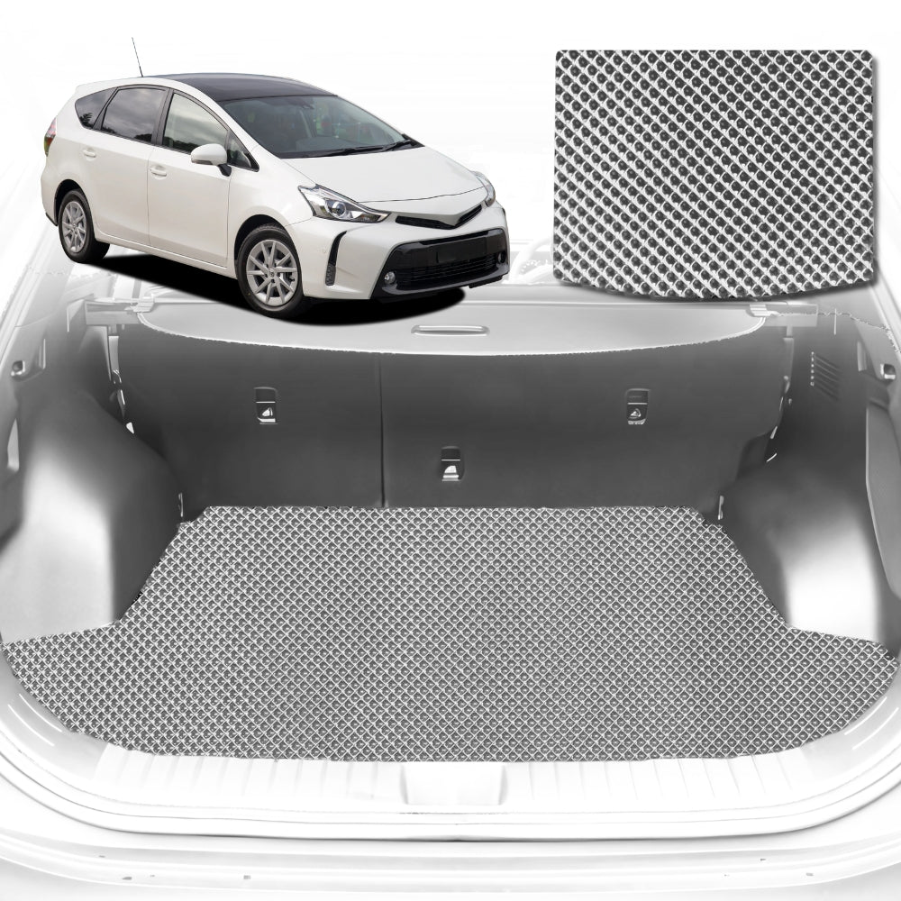 6D Diamond Car Boot Mat for Toyota Prius V ZW402012-2021-(3rd Row folded/5 seater)-Cargo Mat-Grey-Outback GT