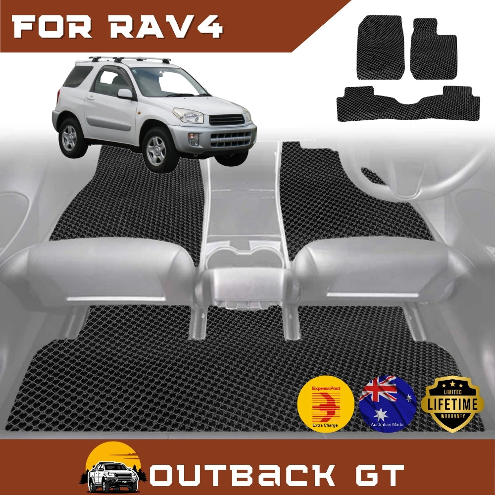 6D Diamond Car Floor Mats for Toyota RAV4 2-Door (XA20)2000-2005 Full Set | Heavy Duty Carpet Liner