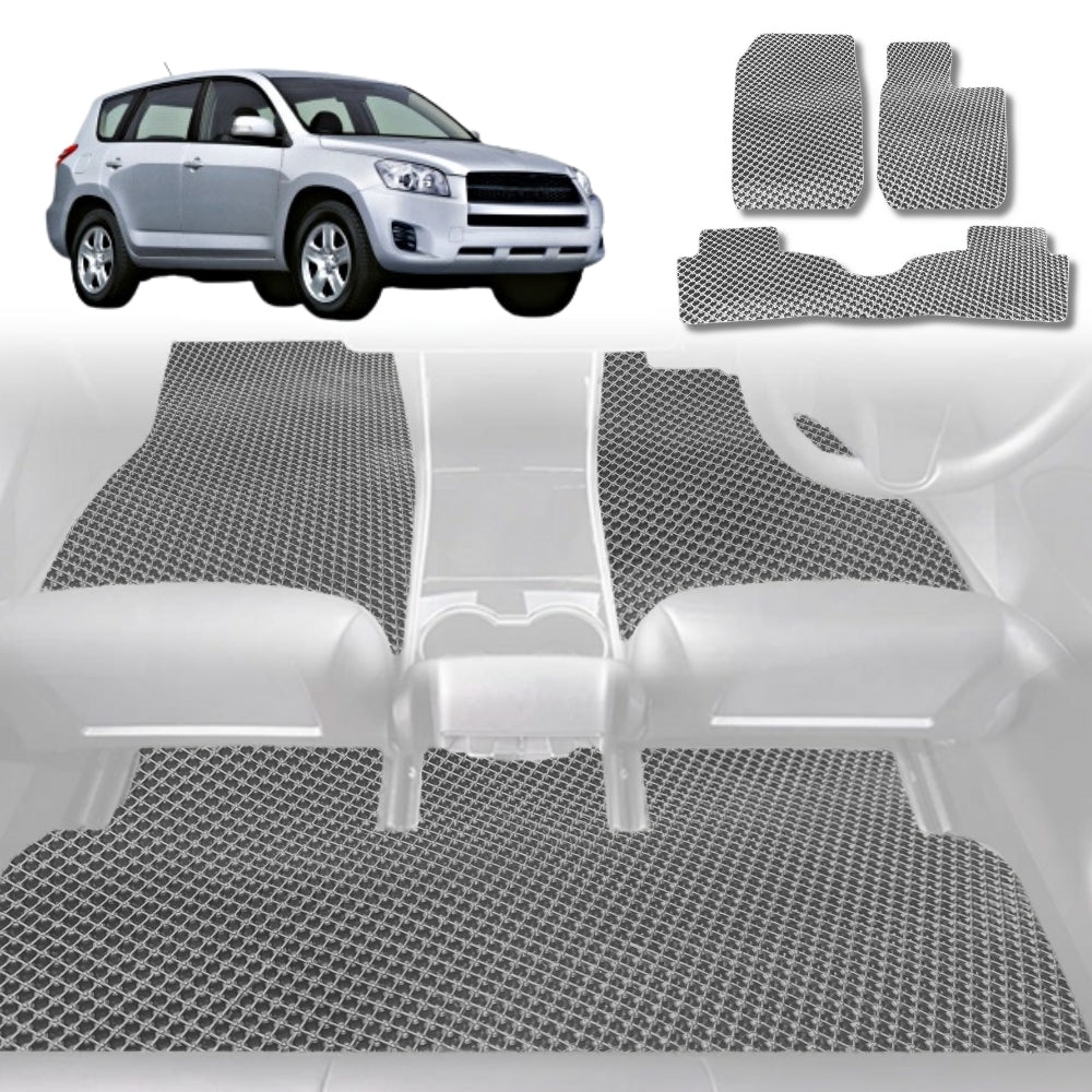 6D Diamond Car Floor Mats for Toyota RAV4 2006-2012-Full Set-Grey-Outback GT