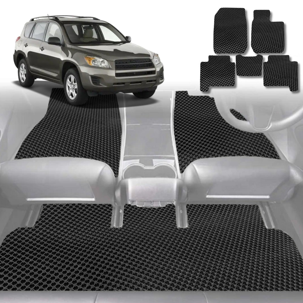 6D Diamond Car Floor Mats for Toyota RAV4 2006-2012-Full Set-Black-Outback GT