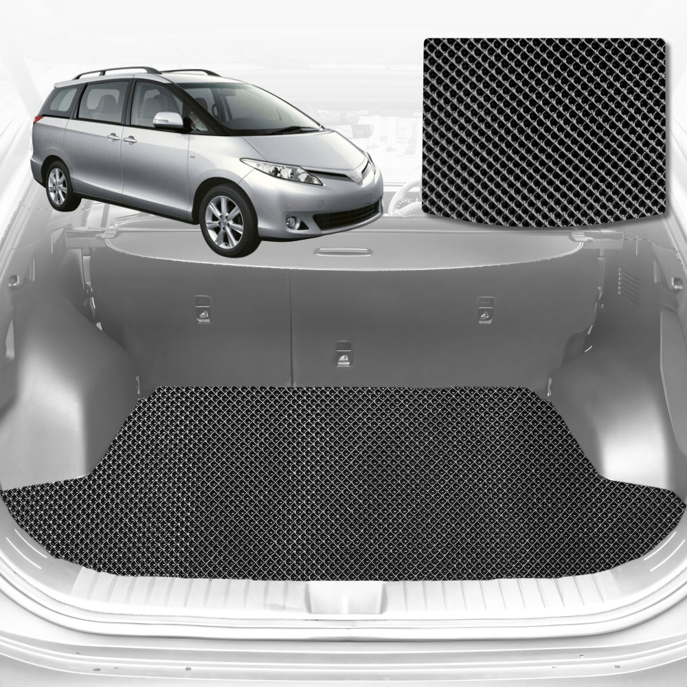 6D Diamond Car Boot Mat for Toyota Tarago (Estima) 8 Seater2006-2020-Cargo Mat-Black-Outback GT