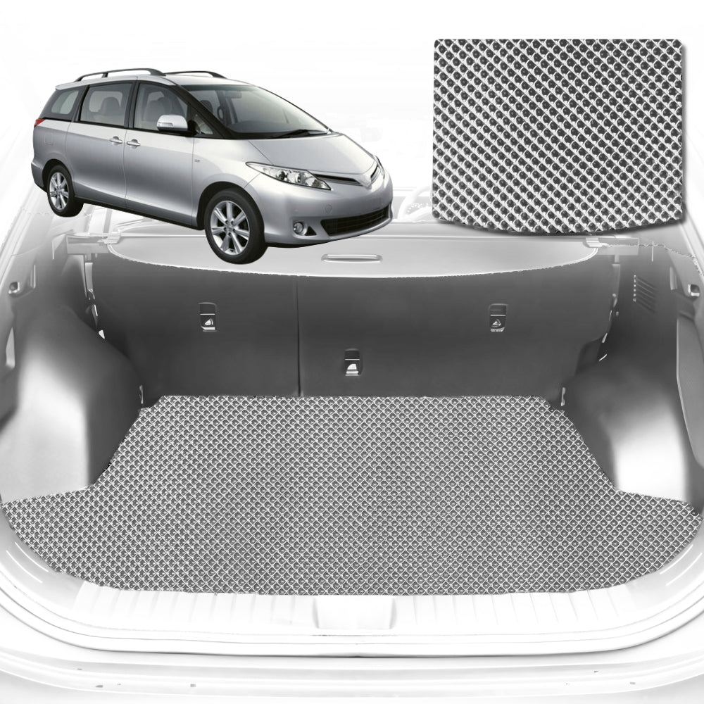 6D Diamond Car Boot Mat for Toyota Tarago (Estima) 8 Seater2006-2020-Cargo Mat-Grey-Outback GT
