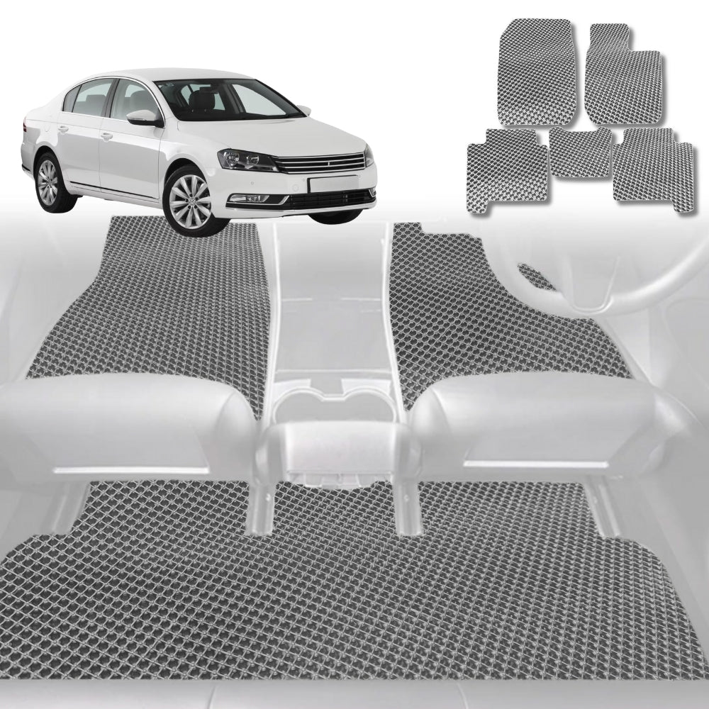 6D Diamond Car Floor Mats for VolksWagen Passat 2015-Current-Full Set-Grey-Outback GT