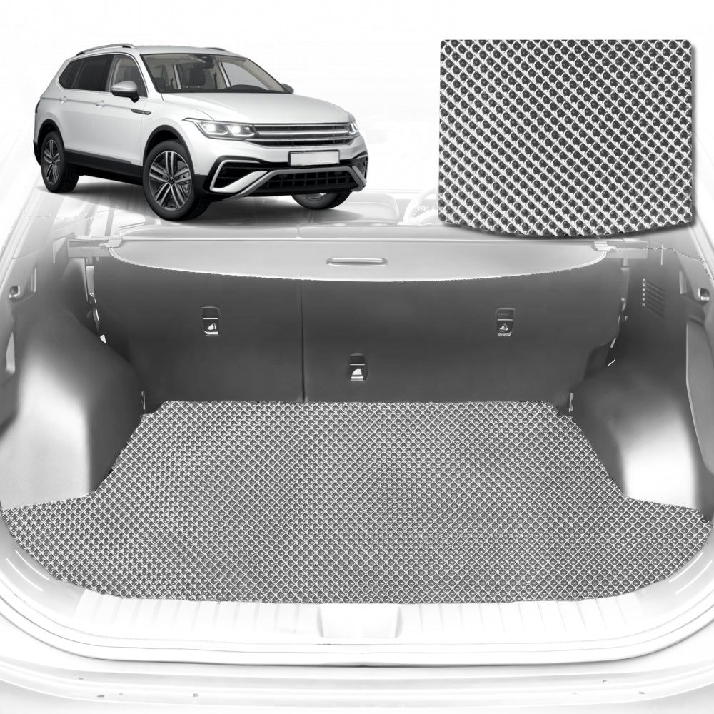 6D Diamond Car Boot Mat for VolksWagen Tiguan Allspace 2016-2023-Cargo Mat-Grey-Outback GT