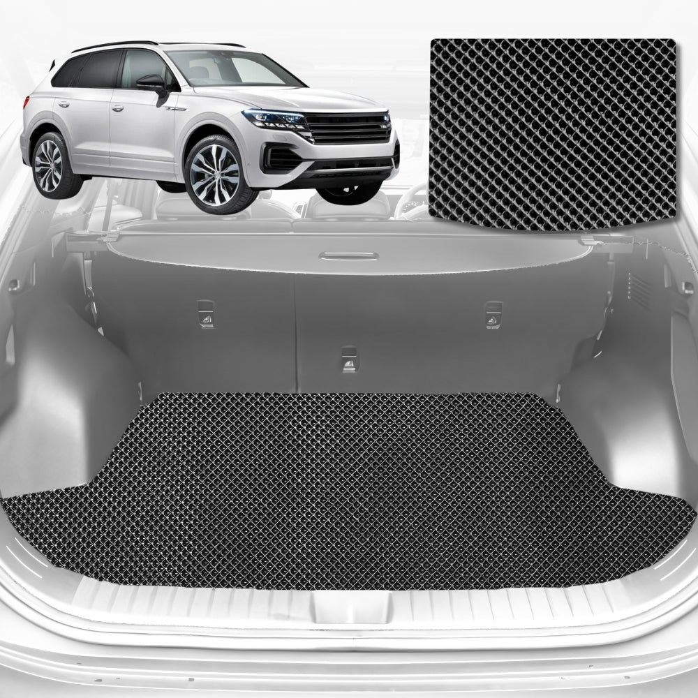 6D Diamond Car Boot Mat for VolksWagen Touareg 7P, CR2018-Current-Cargo Mat-Black-Outback GT