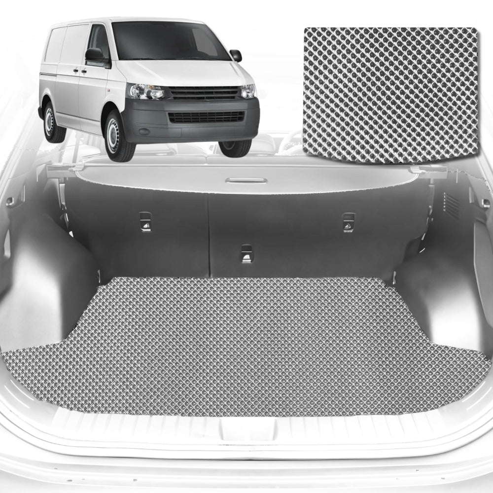 6D Diamond Car Boot Mat for VolksWagen Transporter T4, T5, T5 Facelift, T6, T6.12004-Current-Cargo Mat-Grey-Outback GT