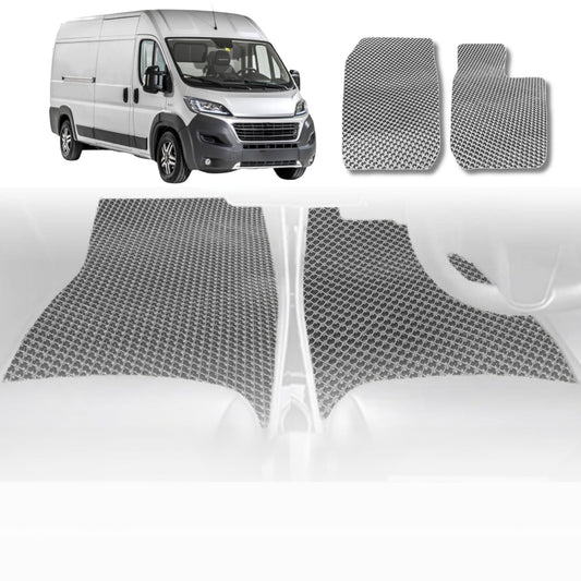 6D Diamond Car Floor Mats for FIAT Ducato 2006-Current-Front Set-Grey-Outback GT