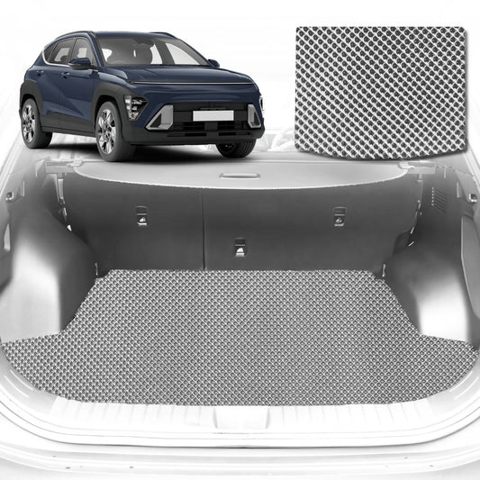 6D Diamond Car Boot Mat for All-new Hyundai Kona (SX2) 2023-Current without flaps-Cargo Mat-Grey-Outback GT