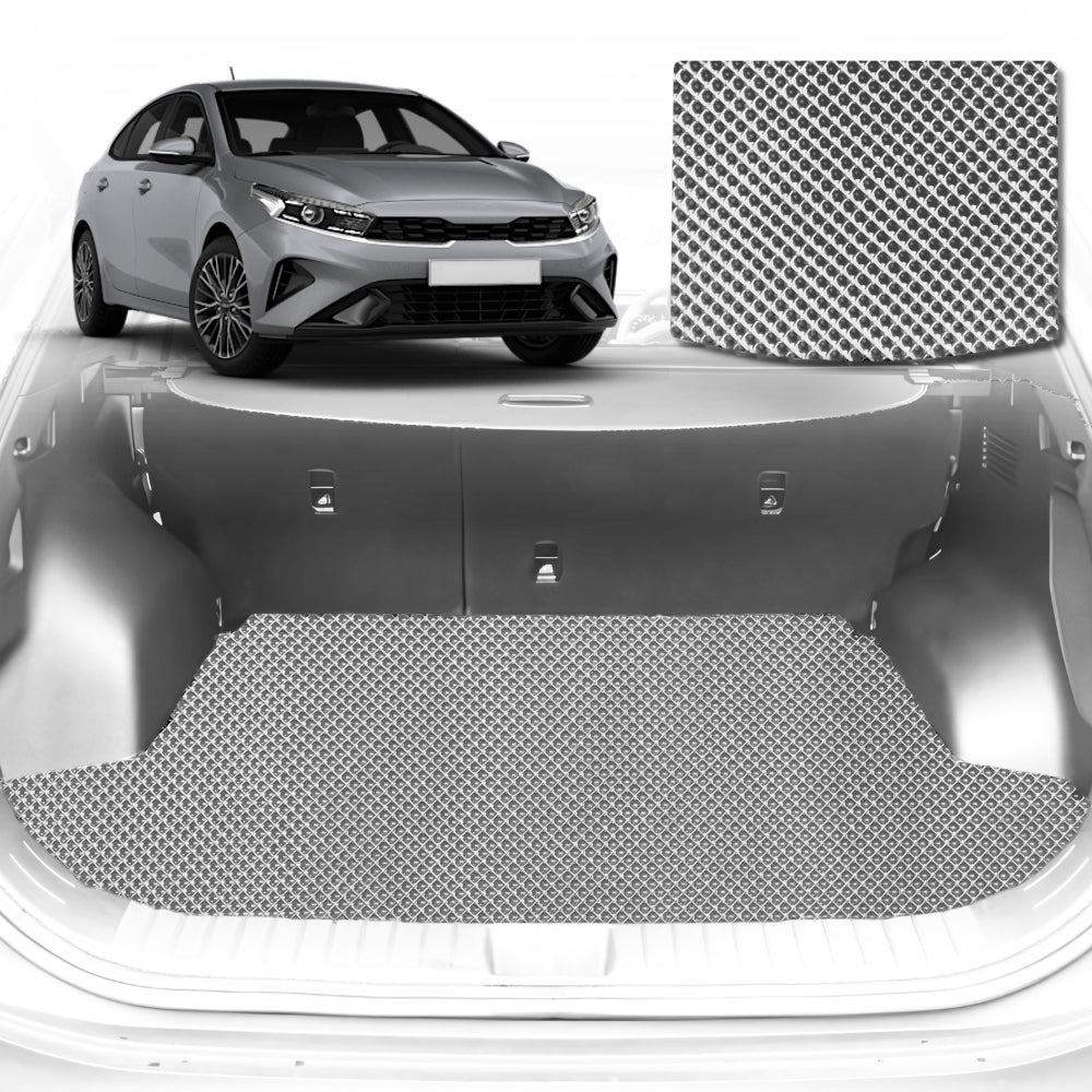 6D Diamond Car Boot Mat for Kia Cerato (BD)2018-Current-Cargo Mat-Grey-Outback GT