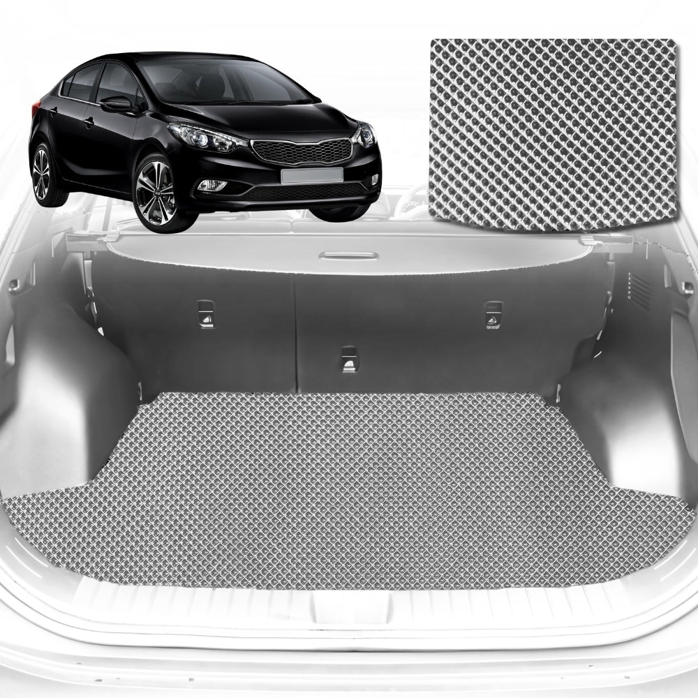 6D Diamond Car Boot Mat for Kia Cerato (YD)2013-2018-Cargo Mat-Grey-Outback GT
