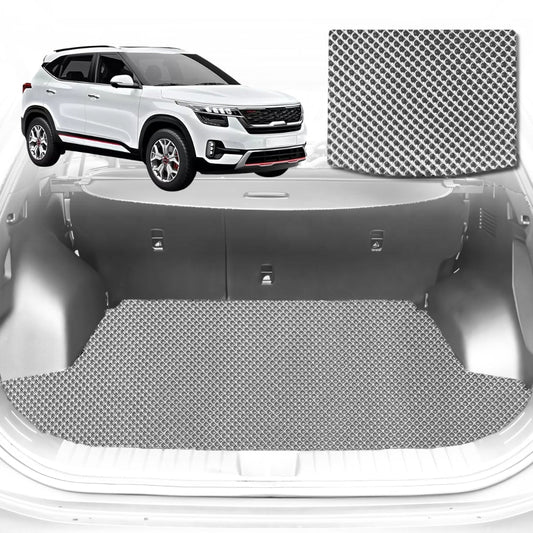 6D Diamond Car Boot Mat for Kia Seltos (KX3 SP2c)2019-Current-Cargo Mat-Grey-Outback GT