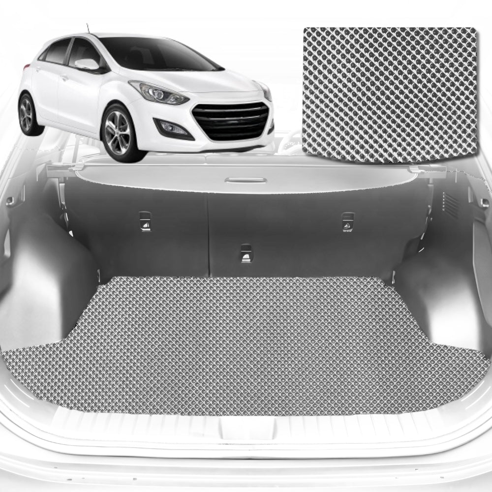 6D Diamond Car Boot Mat for Hyundai i30 (GD)2012-2016-Cargo Mat-Grey-Outback GT