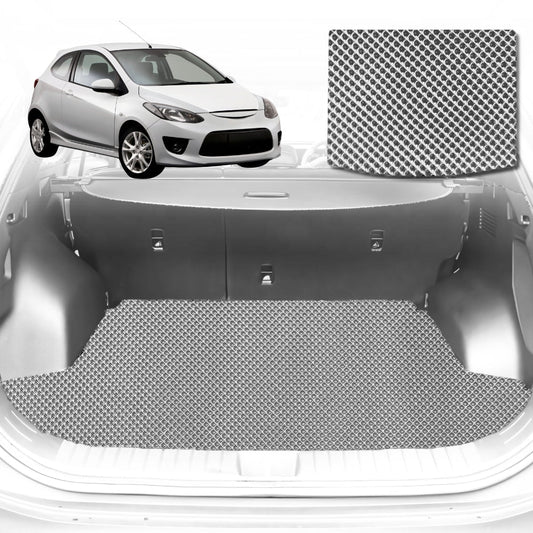 6D Diamond Car Boot Mat for Mazda 2 DE2007-2014-Hatch-Cargo Mat-Grey-Outback GT