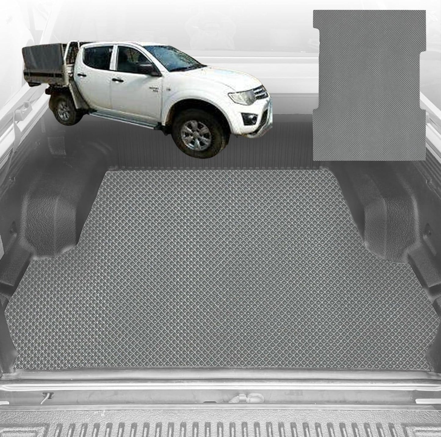 6D Diamond Ute Tub Mat for Mitsubishi Triton Double Cab (ML) 2006-2009 (with Spray On Liner or No Liner) - Grey