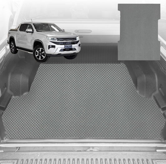 6D Diamond Ute Tub Mat for Volkswagen Amarok Dual Cab 2H Facelift 2022-Current (with Spray on Liner or no Liner) - Grey