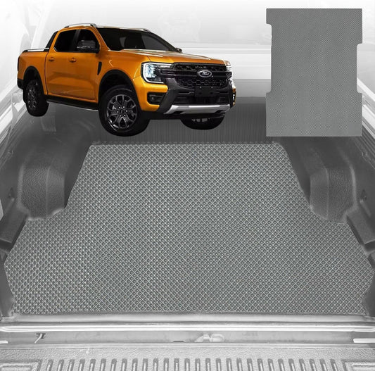 6D Diamond Ute Tub Mat for Ford Ranger Wildtrack Dual Cab 2022-Current (With Factory Plastic Tub Liner) - Grey