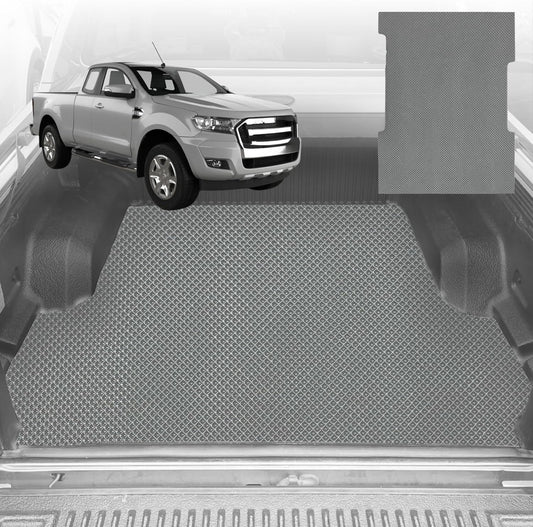 6D Diamond Ute Tub Mat for Ford Ranger (PX Dual Cab Ute) 2012-2015 (with Spray on Liner or no Liner) - Grey