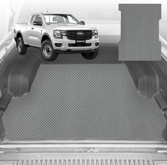 6D Diamond Ute Tub Mat for Ford Ranger Super Cab 2022-Current (with Spary On Liner or No Liner) - Grey