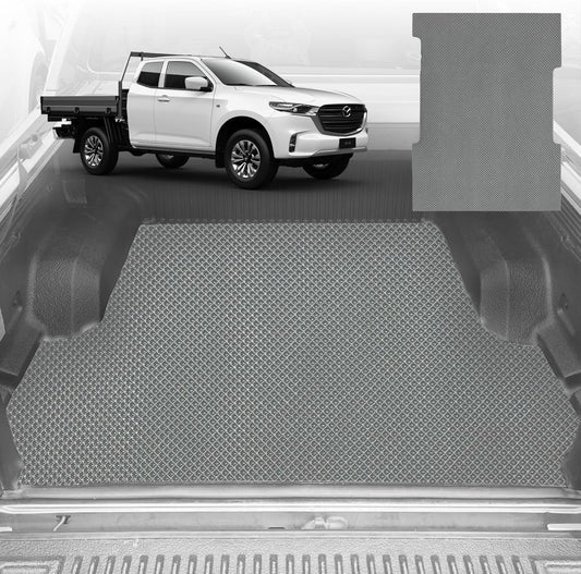 6D Diamond Ute Tub Mat for Mazda BT-50 (J97M) Dual Cab 2006-2011 (with Spray On Liner or No Liner) - Grey