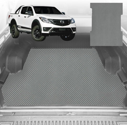 6D Diamond Ute Tub Mat for Mazda BT-50 Dual Cab (TF) 2020-Current (with Factory Plastic Tub Liner) - Grey