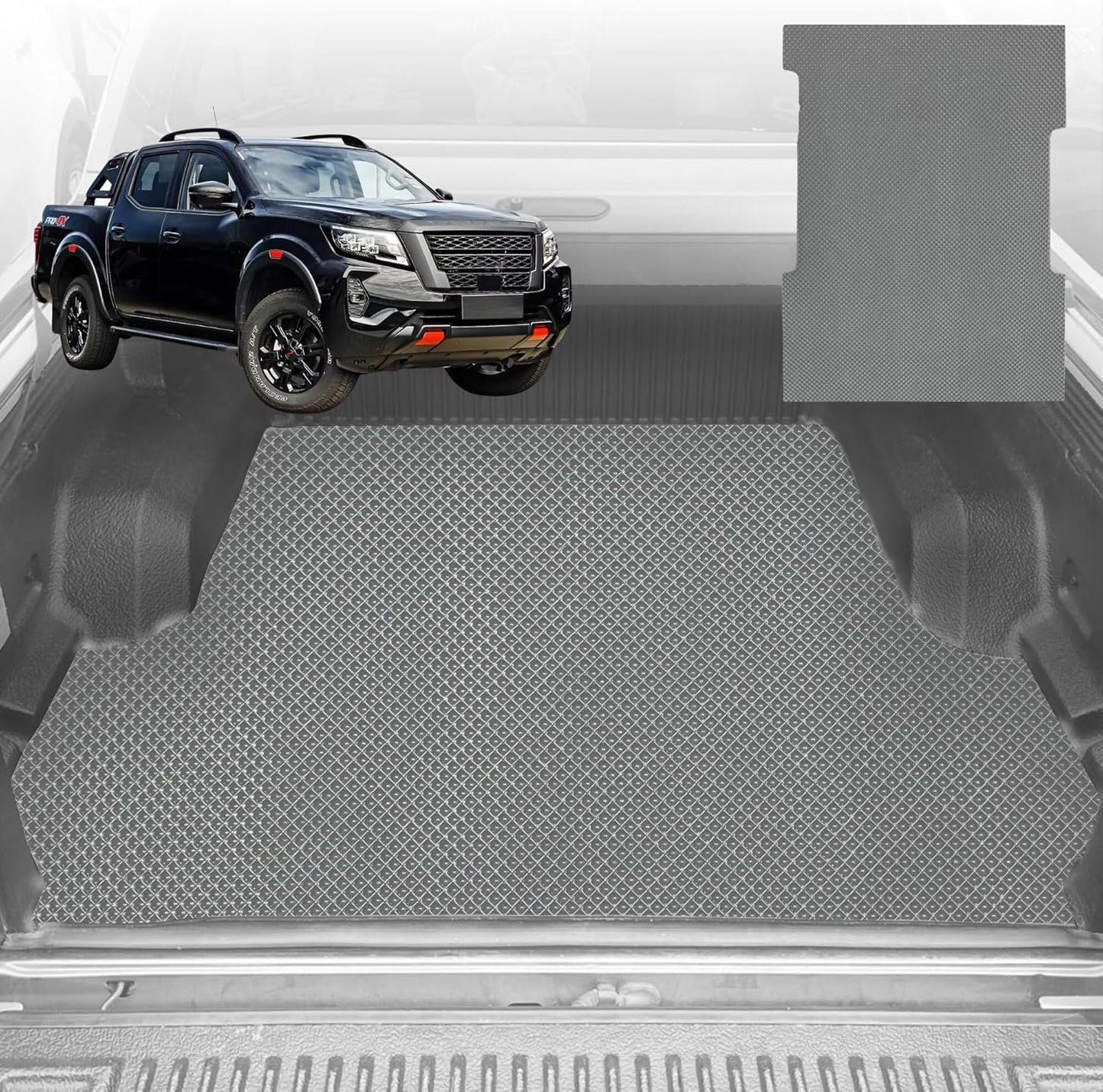 6D Diamond Ute Tub Mat for Nissan Navara Dual Cab Pro-4X 2022-Current (with Spray on Liner or no Liner) - Grey