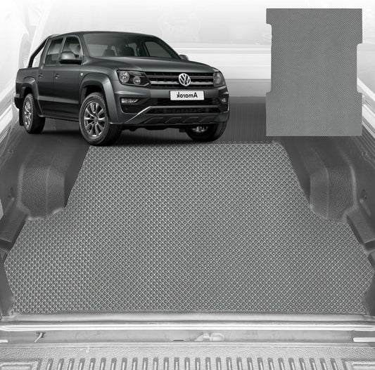 6D Diamond Ute Tub Mat for VolksWagen Amarok Dual Cab 2022-Current (With Factory Plastic Tub Liner) - Grey