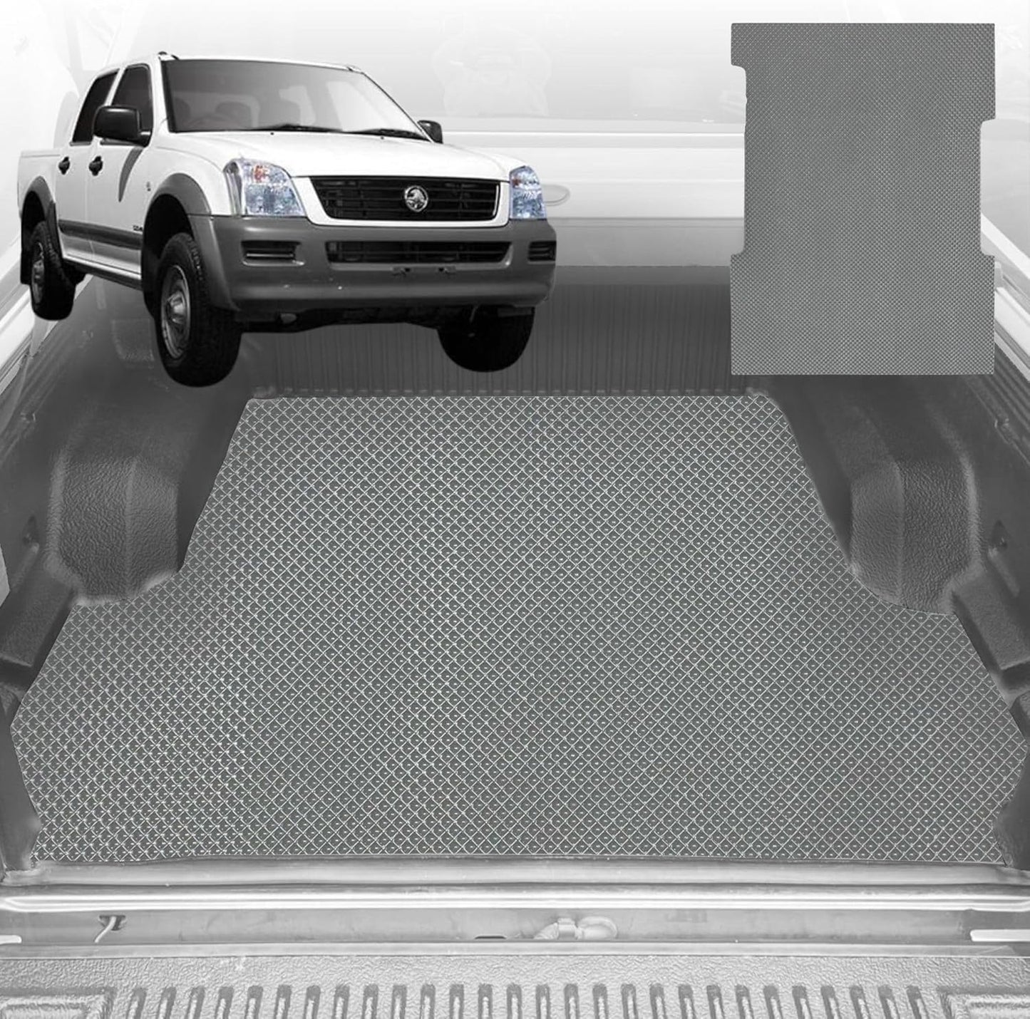 6D Diamond Ute Tub Mat for Holden Rodeo Single Cab 2003-2008 (with Spray On Liner or No Liner) - Grey