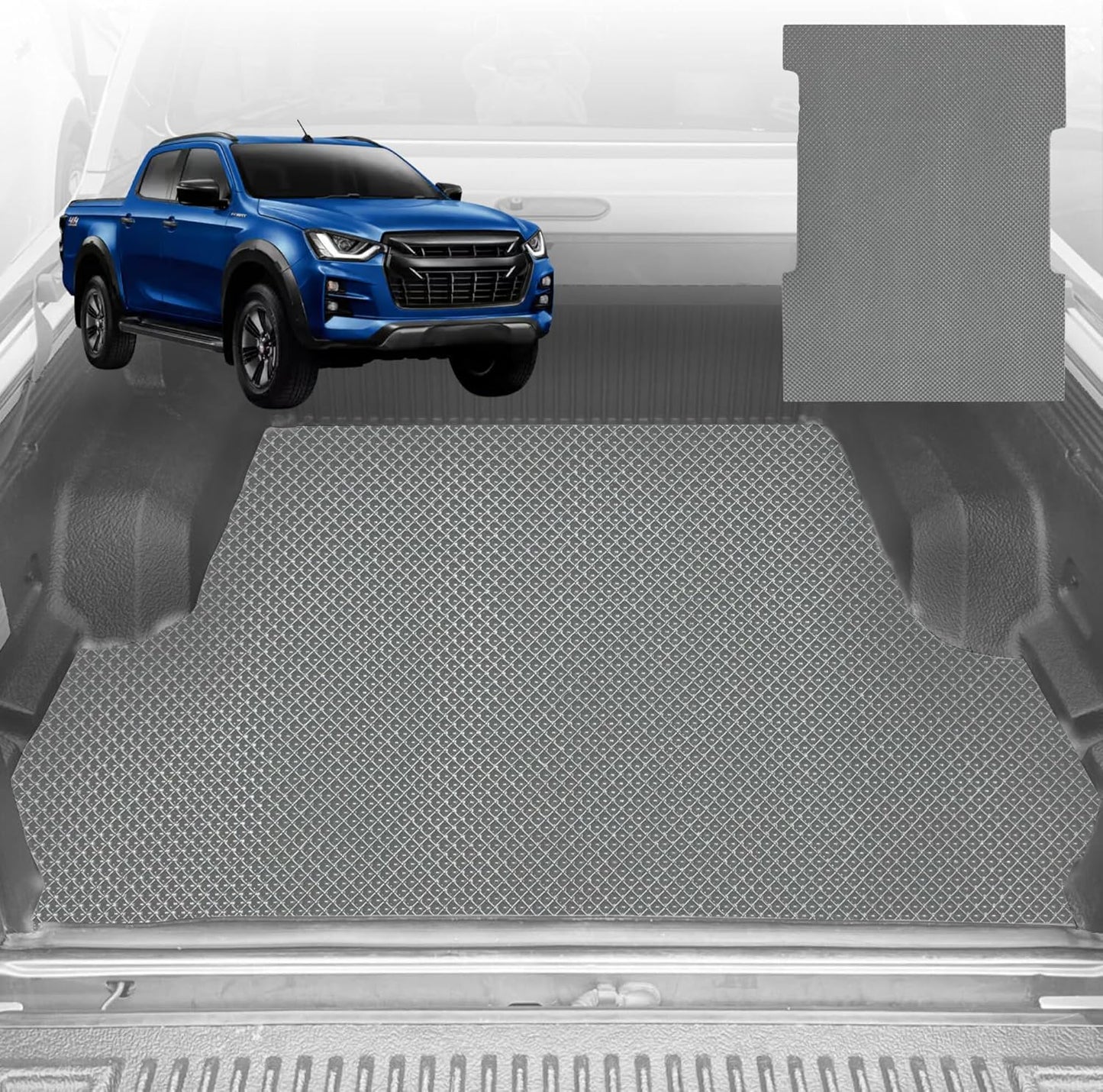 6D Diamond Ute Tub Mat for Isuzu D-Max Crew Cab (RT50/85) 2011-2020 (with Spray on Liner or no Liner) - Grey
