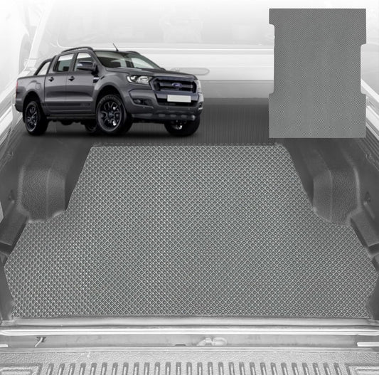 6D Diamond Ute Tub Mat for Ford Ranger (PX2 Dual Cab Ute) 2015-2018 (with Plastic tub Liner) - Grey