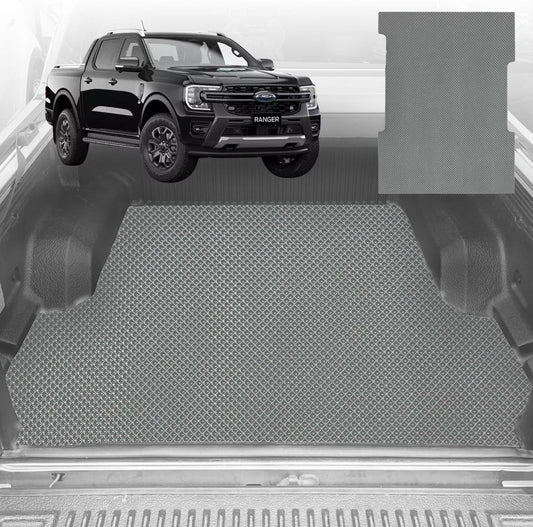 6D Diamond Ute Tub Mat for Ford Ranger Dual Cab 2022-Current (with Spray On Liner or No Liner) - Grey
