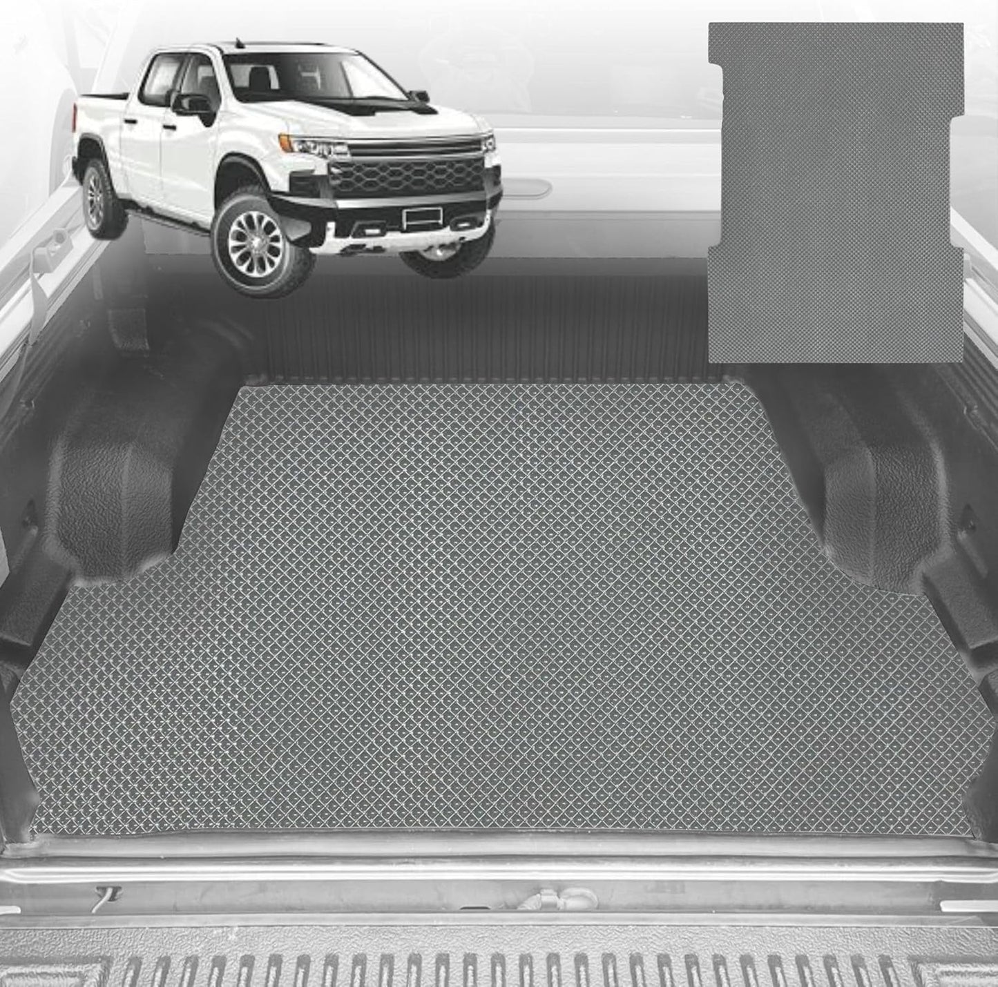 6D Diamond Ute Tub Mat for Chevrolet Silverado (GMT T1XX) 2019-Current 6ft 10in Bed Length - Grey