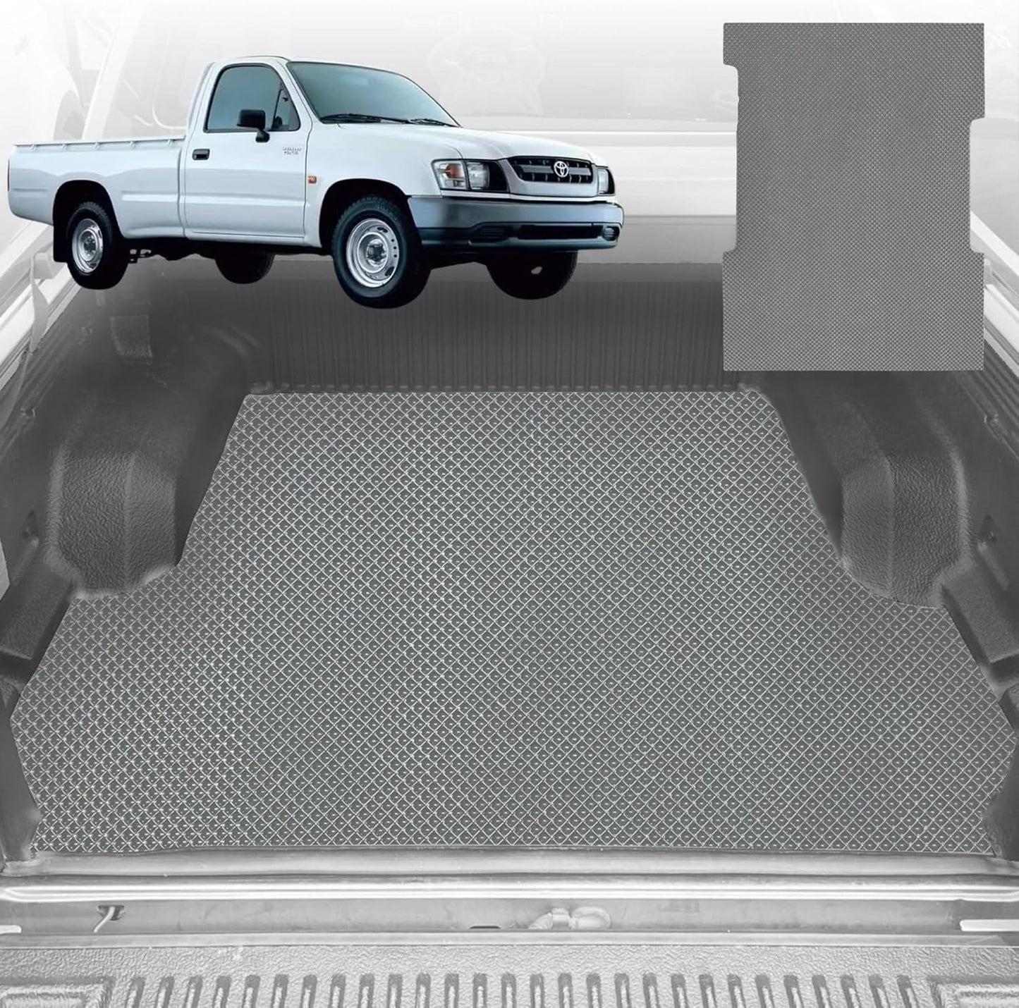 6D Diamond Ute Tub Mat for Toyota Hilux Single Cab 2005-Current (With Spray On Liner or No Liner) - Grey