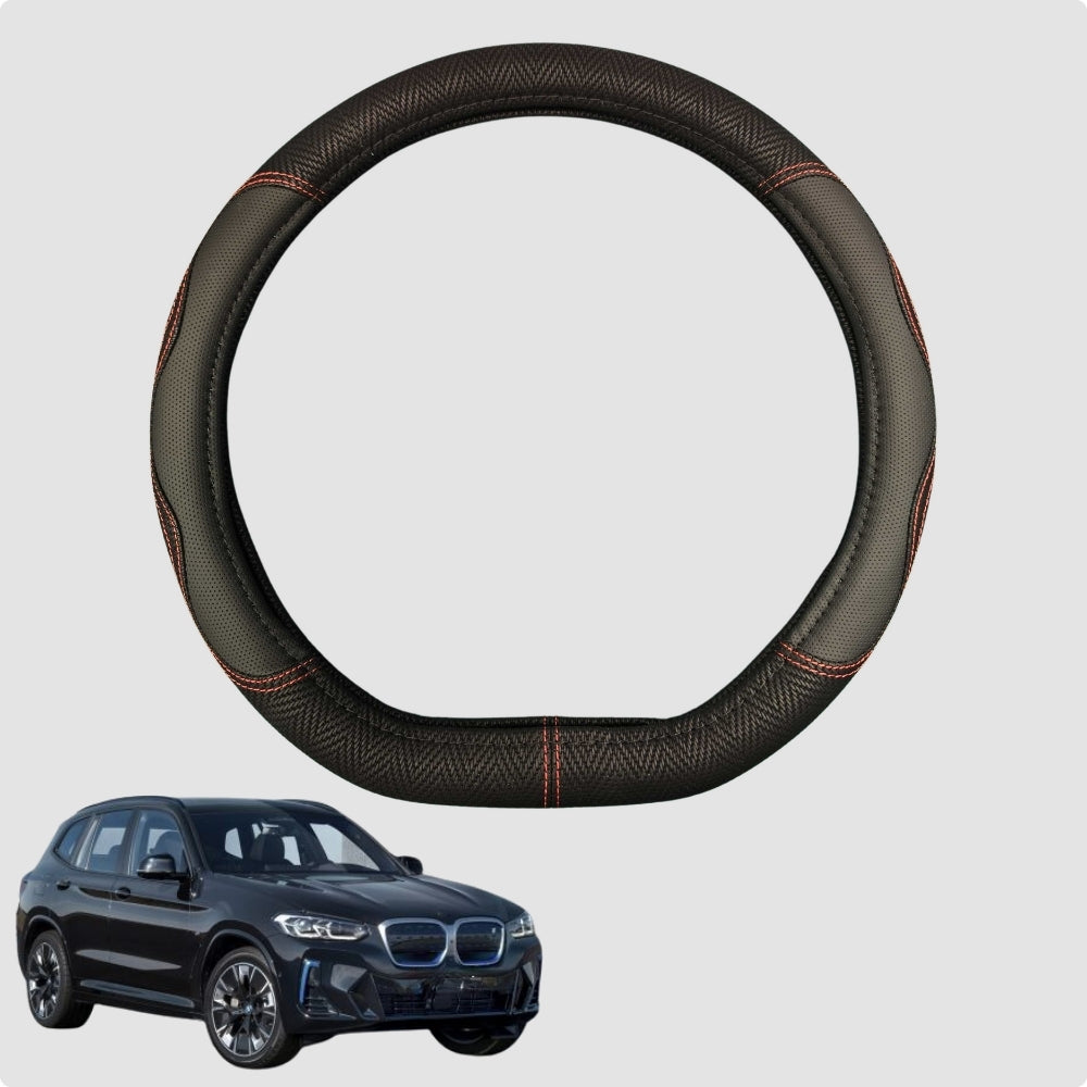 Steering Wheel Cover for BMW iX3 2022-Current 38CM Leather | D-Shape