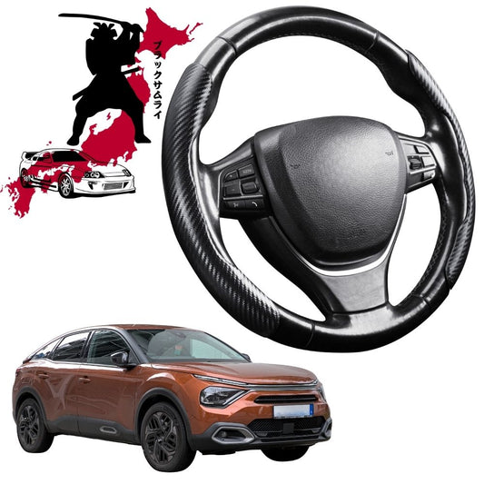 Black Samurai Segmented Steering Wheel Cover for Citroen C4 2010 - 2020 B7