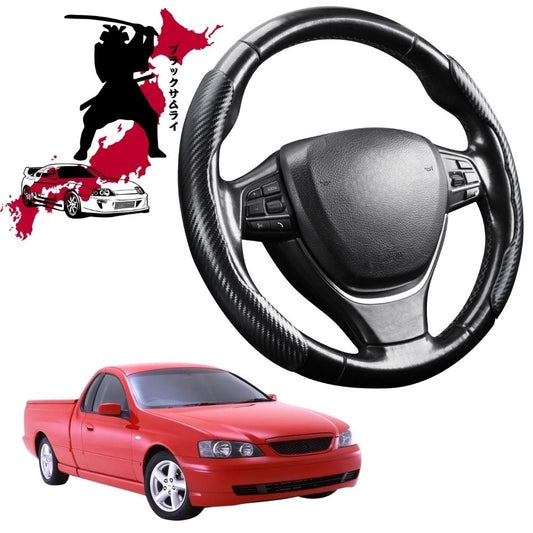 Black Samurai Segmented Steering Wheel Cover for Ford Falcon 2002 - 2008 Ute Single Cab (BA BF)