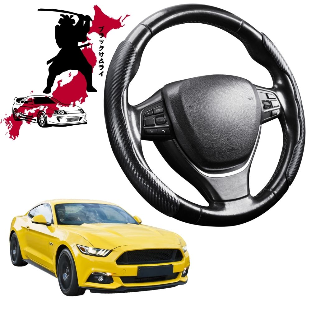 Black Samurai Segmented Steering Wheel Cover for Ford Mustang 2015 - 2024 (S550)