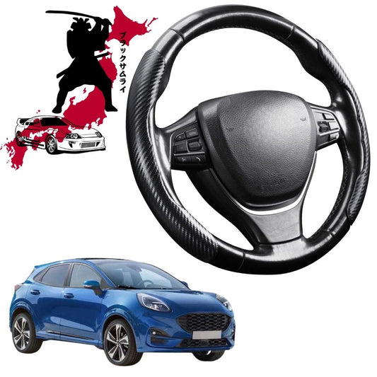 Black Samurai Segmented Steering Wheel Cover for Ford Puma 2019 - Current JK