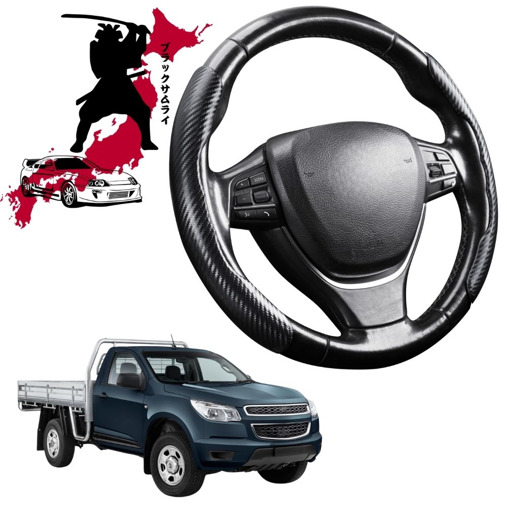 Black Samurai Segmented Steering Wheel Cover for Holden Colorado Ute Single Cab 2012 - 2016 RG, VF