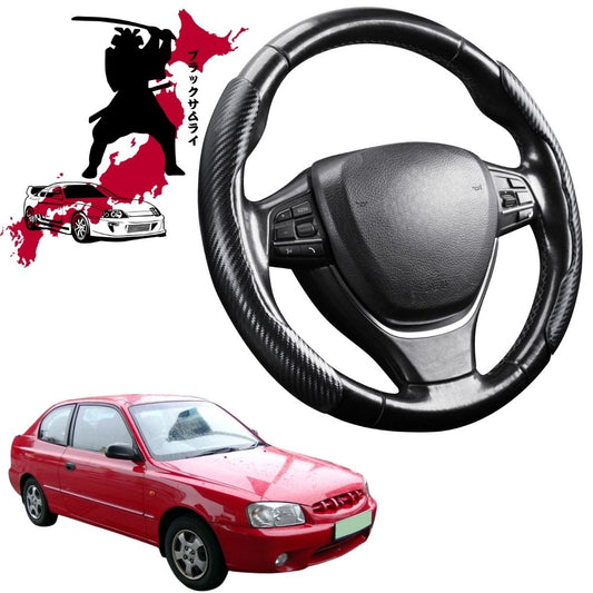 Black Samurai Segmented Steering Wheel Cover for Hyundai Accent 1999 - 2005 LC