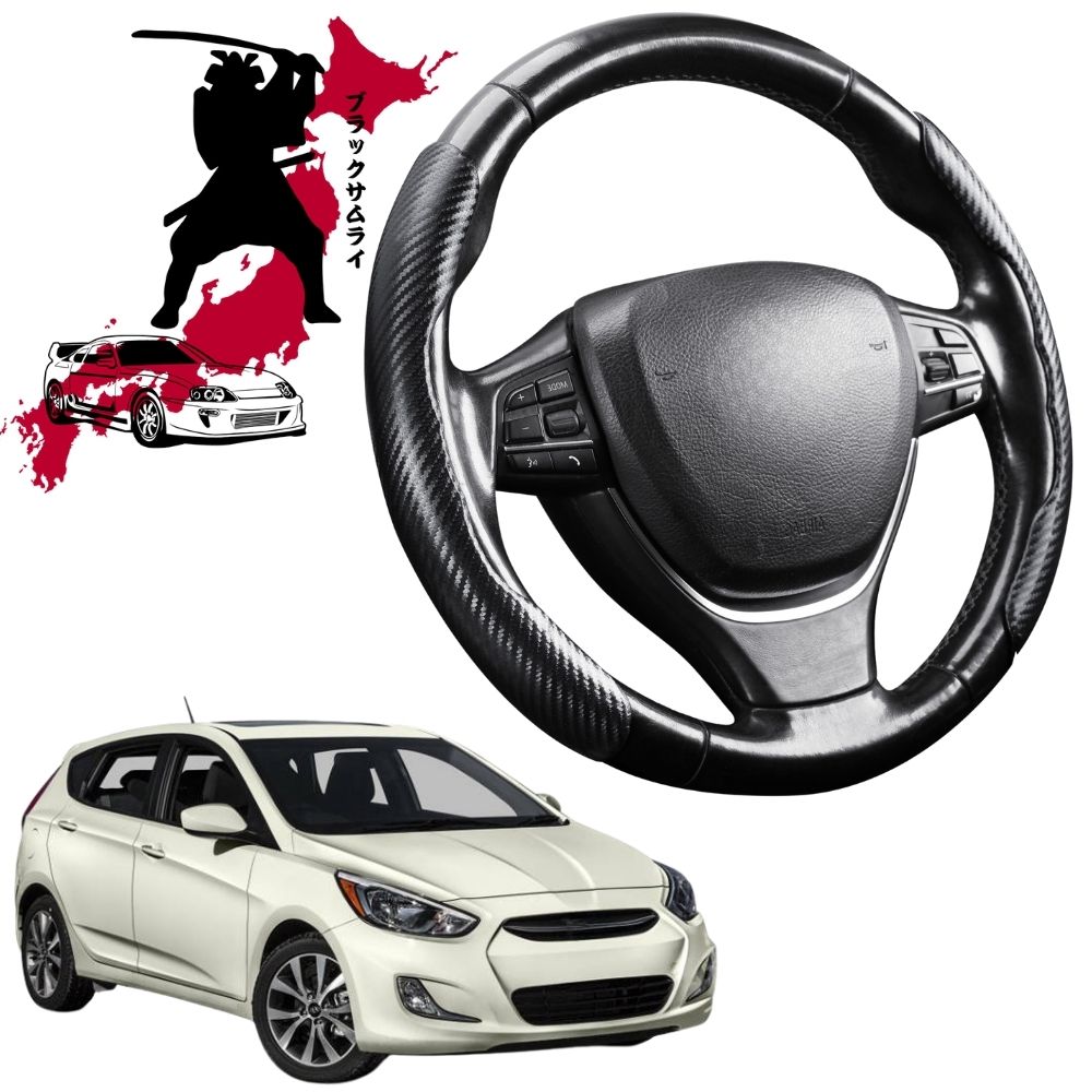 Black Samurai Segmented Steering Wheel Cover for Hyundai Accent 2011 - 2018 (R8)