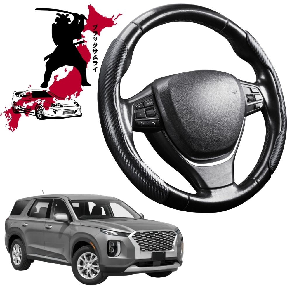 Black Samurai Segmented Steering Wheel Cover for Hyundai Palisade 2021 - Current 7 Seater