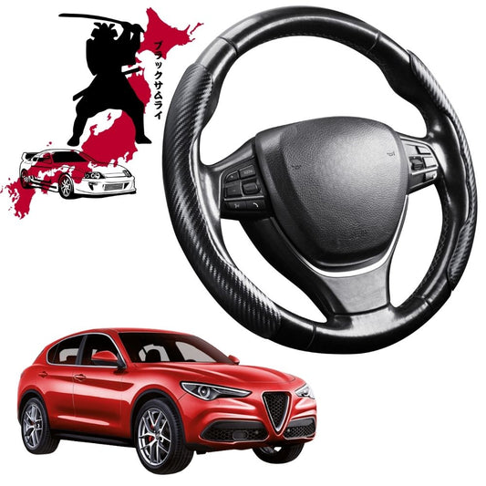 Black Samurai Segmented Steering Wheel Cover for Alfa Romeo Stelvio 2017 - Current (949)