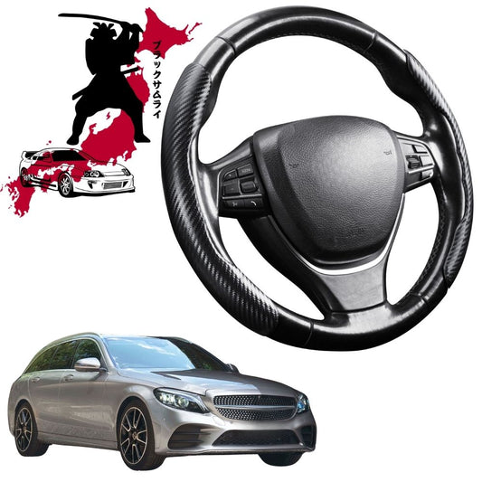 Black Samurai Segmented Steering Wheel Cover for Mercedes-Benz C-class 2014 - 2021 Wagon(W205)